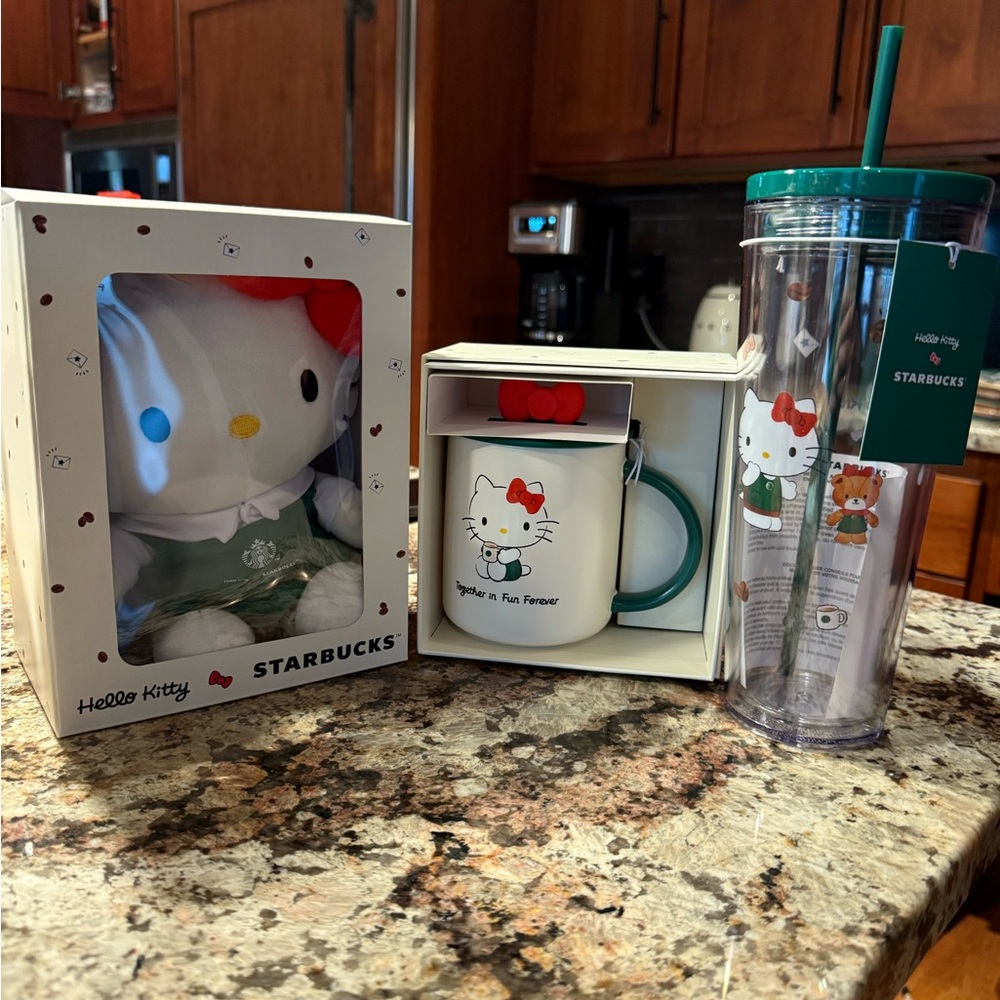 Starbucks Hello Kitty Plush, Mug, and Tumbler Set
